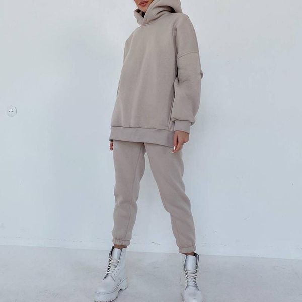 women's two piece pants fleece oversized hoodies tracksuit sets 2021 autumn hooded jogger set female casual streetwear suit, White
women's two piece pants fleece oversized hoodies tracksuit sets 2021 autumn hooded jogger set female casual streetwear suit, White