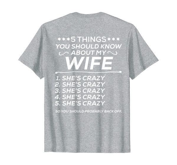 mens 5 things to know about my crazy wife husband marriage funny t-shirt, White;black
mens 5 things to know about my crazy wife husband marriage funny t-shirt, White;black