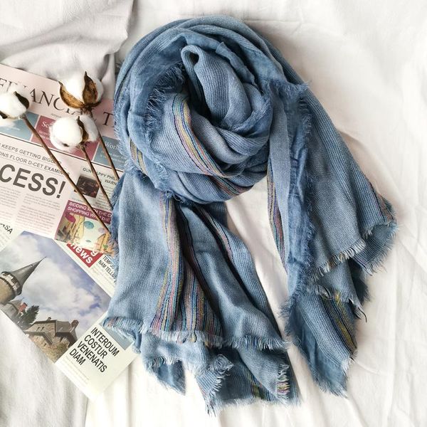 scarves cotton and scarf autumn winter pure color striped pleated dirty dye splicing long lovers lady shawl, Blue;gray
scarves cotton and scarf autumn winter pure color striped pleated dirty dye splicing long lovers lady shawl, Blue;gray