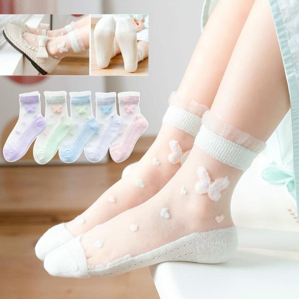 pair of children's crystal socks girls' summer thin ice silk butterfly lace princess kids, Pink;yellow
pair of children's crystal socks girls' summer thin ice silk butterfly lace princess kids, Pink;yellow