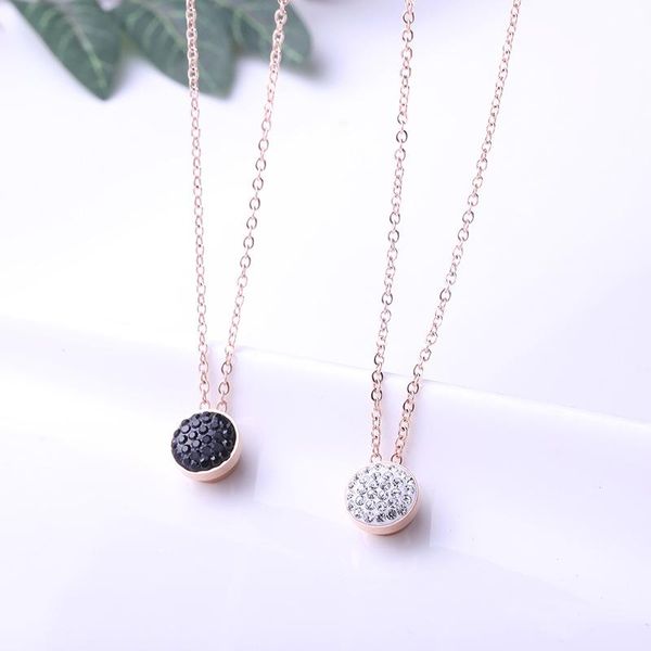 pendant necklaces rose gold color stainless steel round necklace women chains, trendy rotatable white black crystal jewellery, Silver
pendant necklaces rose gold color stainless steel round necklace women chains, trendy rotatable white black crystal jewellery, Silver