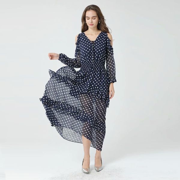 long dress 2021 spring new women fashion vintage polka dot party holiday elegant v-neck off shoulder chiffon dresses f4jl, Black;gray
long dress 2021 spring new women fashion vintage polka dot party holiday elegant v-neck off shoulder chiffon dresses f4jl, Black;gray