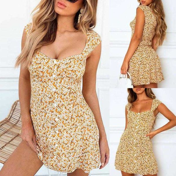 dress women's casual small floral resort style halter button mini slim dress stralpess flowers elegant dresses for women 210712, Black;gray
dress women's casual small floral resort style halter button mini slim dress stralpess flowers elegant dresses for women 210712, Black;gray