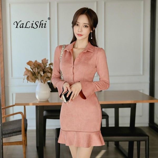 casual dresses women plus size bodycon bandage dress 2021 autumn pink long sleeve turn-down collar ruffles suede shirt office, Black;gray
casual dresses women plus size bodycon bandage dress 2021 autumn pink long sleeve turn-down collar ruffles suede shirt office, Black;gray
