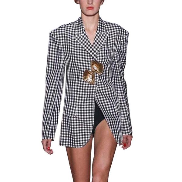 women's jackets fashionable retro small delicate cutting metal shells coat black white plaid mr178, Black;brown
women's jackets fashionable retro small delicate cutting metal shells coat black white plaid mr178, Black;brown