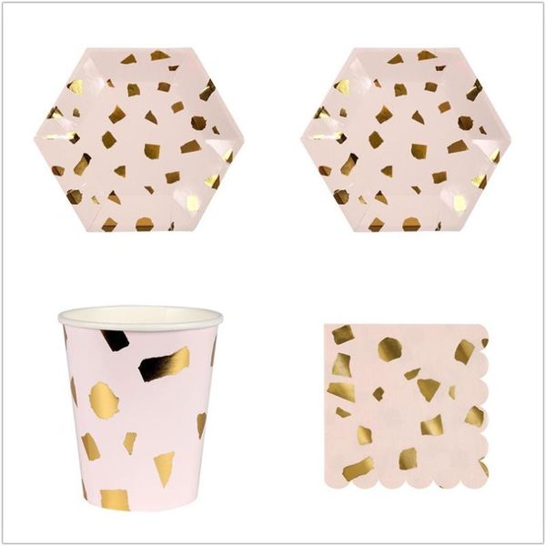 disposable dinnerware pink foil gold striped party supplies tableware sets lattice paper plate cups napkins for wedding baptism decorate
disposable dinnerware pink foil gold striped party supplies tableware sets lattice paper plate cups napkins for wedding baptism decorate