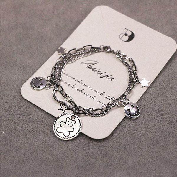 link, chain stainl steel multi-layer ins bracelet men and women street students retro brand hip hop metal couple, Black
link, chain stainl steel multi-layer ins bracelet men and women street students retro brand hip hop metal couple, Black