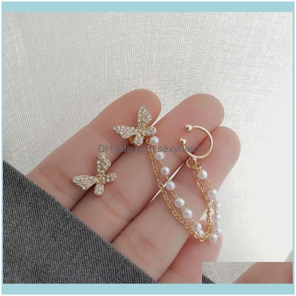 charm jewelrykorean elegant cute butterfly wings, zircon and pearl chain rear hanging ears earrings for women stud earring jewelry drop deli, Golden
charm jewelrykorean elegant cute butterfly wings, zircon and pearl chain rear hanging ears earrings for women stud earring jewelry drop deli, Golden