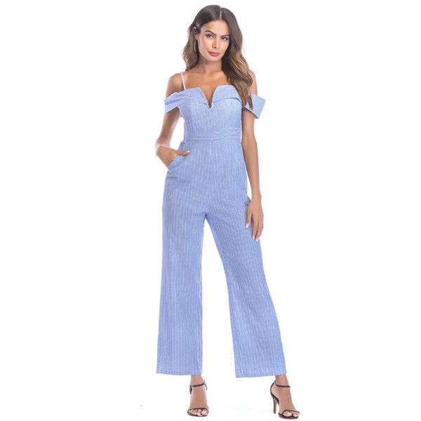 women's jumpsuits & rompers ps005 light blue off the shoulder ankle length straight pantsuit women jumpsuit, Black;white
women's jumpsuits & rompers ps005 light blue off the shoulder ankle length straight pantsuit women jumpsuit, Black;white
