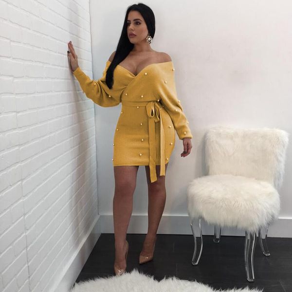 casual dresses 2021 autumn women dress fashion pearls off shoulder bodycon slash neck backless long sleeve club vestido female, Black;gray
casual dresses 2021 autumn women dress fashion pearls off shoulder bodycon slash neck backless long sleeve club vestido female, Black;gray