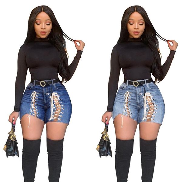 women's shorts high waist bandage denim for women hollow out bodycon jeans 2021 summer streetwear laced up plus size, White;black
women's shorts high waist bandage denim for women hollow out bodycon jeans 2021 summer streetwear laced up plus size, White;black