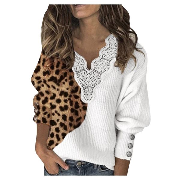 lace knit sweater autumn winter long sleeve pullover elegant women leopard print white jumper v-neck femme clothes, White;black
lace knit sweater autumn winter long sleeve pullover elegant women leopard print white jumper v-neck femme clothes, White;black