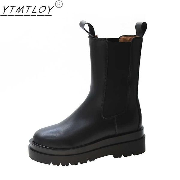 boots 2021 women's ankle thick-soled round toe leather black all-match mid-tube fashion
boots 2021 women's ankle thick-soled round toe leather black all-match mid-tube fashion
