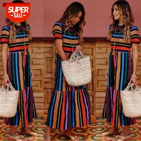2019 women's summer dress rainbow boho short sleeve long maxi dress party beach sundress usa #o56k, Black;gray
2019 women's summer dress rainbow boho short sleeve long maxi dress party beach sundress usa #o56k, Black;gray