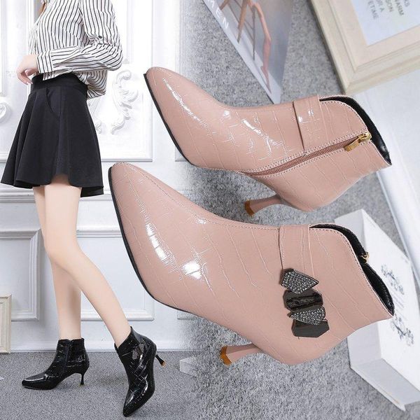 boots british dress women 2021 pointed toe women's shoes bright leather stiletto short cotton, Black
boots british dress women 2021 pointed toe women's shoes bright leather stiletto short cotton, Black