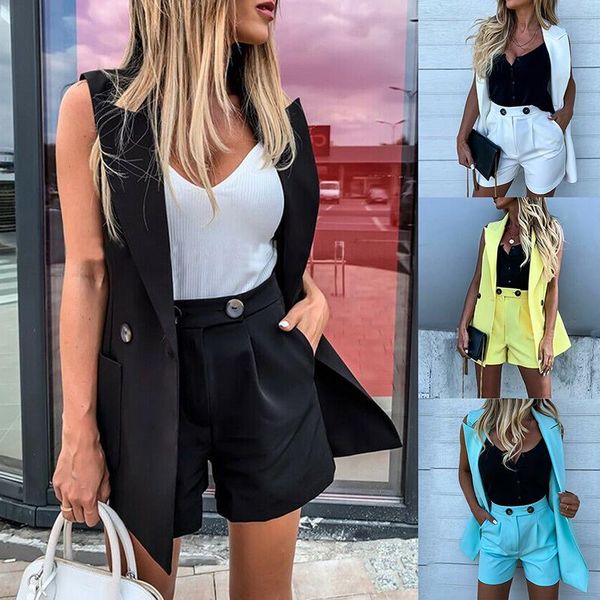 women's tracksuits women two-piece suit waistcoat and shorts set solid color vest coat single button yellow sleeveless blazers with, Gray
women's tracksuits women two-piece suit waistcoat and shorts set solid color vest coat single button yellow sleeveless blazers with, Gray