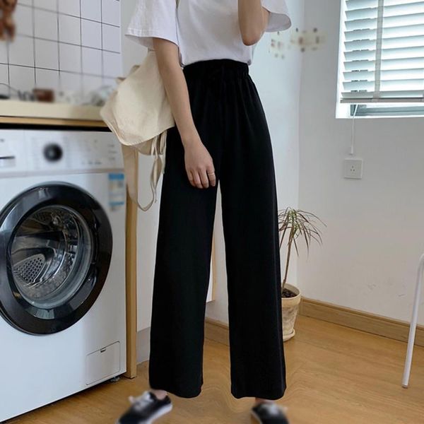women high waist wide leg pants casual summer soft comfort solid color ankle-length women's slacks pants, Black;white
women high waist wide leg pants casual summer soft comfort solid color ankle-length women's slacks pants, Black;white