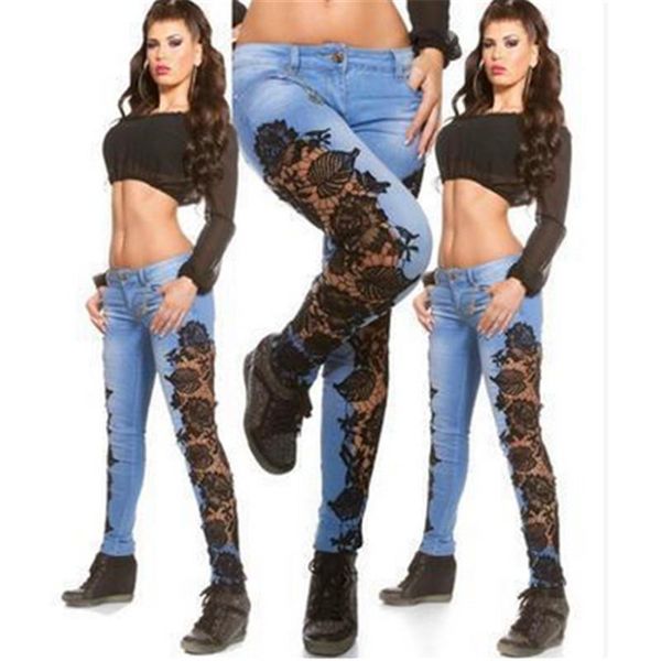 women's jeans women pencil denim skinny lace mid waist hollow out casual pants solid, Blue
women's jeans women pencil denim skinny lace mid waist hollow out casual pants solid, Blue