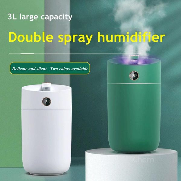 humidifiers 3l home usb air humidifier with led lamp double nozzle ultrasonic cool mist maker fogger aromatherapy humidificador diffuser 
humidifiers 3l home usb air humidifier with led lamp double nozzle ultrasonic cool mist maker fogger aromatherapy humidificador diffuser