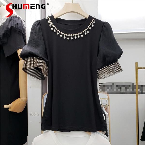 women's t-shirt 2021 summer female black short puff sleeve women white all-match rhinestones round neck bottoming graphic tees
women's t-shirt 2021 summer female black short puff sleeve women white all-match rhinestones round neck bottoming graphic tees
