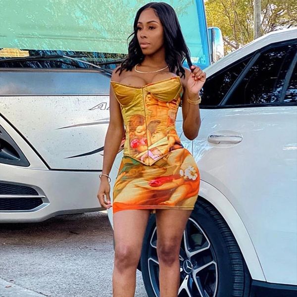 fashion print clubwear bodycon women tracksuits strapless corset mini thin skirts two piece outfits femme, Gray
fashion print clubwear bodycon women tracksuits strapless corset mini thin skirts two piece outfits femme, Gray