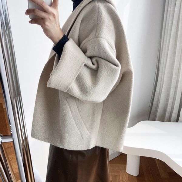 women's wool & blends autumn and winter fashion korean style hooded sweater knitted cardigan jacket retro loose warm imitation cashmere, Black
women's wool & blends autumn and winter fashion korean style hooded sweater knitted cardigan jacket retro loose warm imitation cashmere, Black