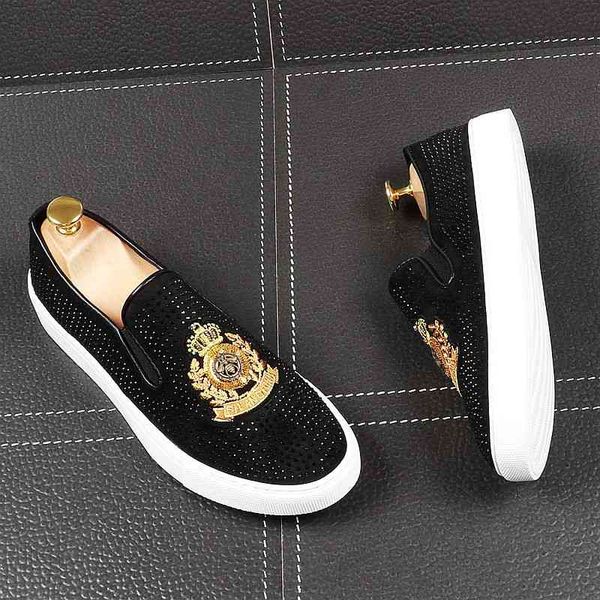 gold luxury crown spikes flat leather shoes fashion men embroidery loafer dress smoking slipper casual 38-44, Black
gold luxury crown spikes flat leather shoes fashion men embroidery loafer dress smoking slipper casual 38-44, Black