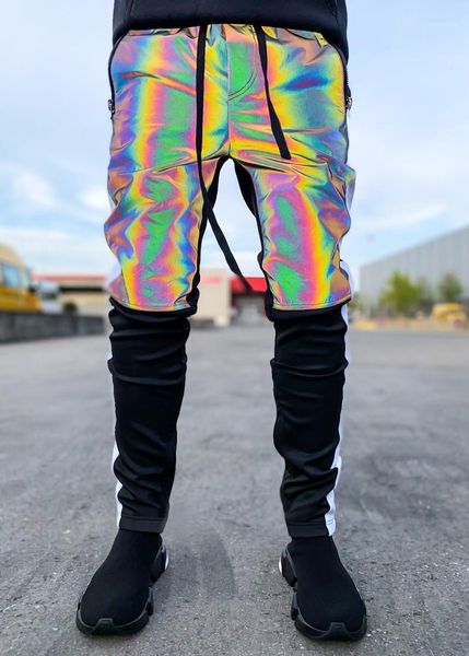 men's pants 2021 -selling colorful reflective trousers european and american casual hip-hop reflectiv, Black
men's pants 2021 -selling colorful reflective trousers european and american casual hip-hop reflectiv, Black