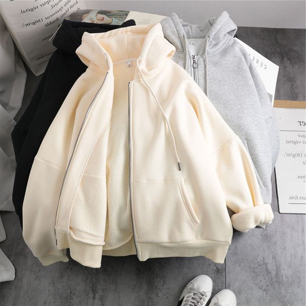 women's hoodies & sweatshirts sweatpants with lazy female hoodie and thick fashion zipper autumn winter long korean sleeve 6s9l, Black
women's hoodies & sweatshirts sweatpants with lazy female hoodie and thick fashion zipper autumn winter long korean sleeve 6s9l, Black