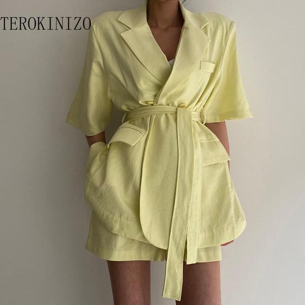 women's tracksuits terokinizo korean vintage women two piece set notched collar short sleeve slim waist lace up blazer high shorts chic, Gray
women's tracksuits terokinizo korean vintage women two piece set notched collar short sleeve slim waist lace up blazer high shorts chic, Gray