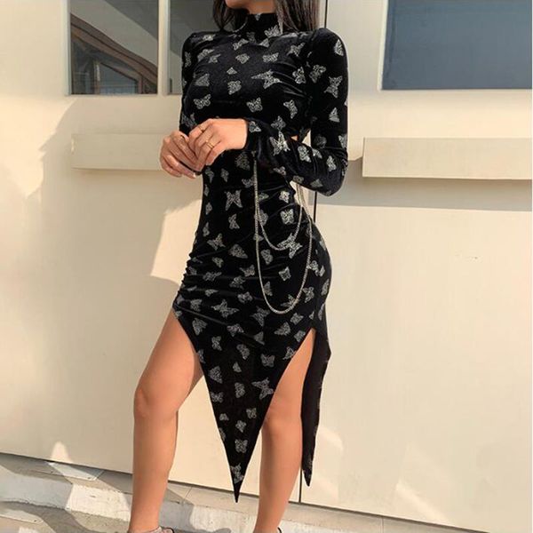 casual dresses women black velvet long sleeve dress 2021 spring autumn female butterfly print irregular bodycon vestidos, Black;gray
casual dresses women black velvet long sleeve dress 2021 spring autumn female butterfly print irregular bodycon vestidos, Black;gray
