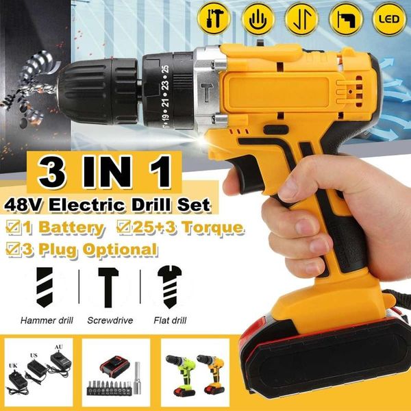 professiona electric drills 48v drill 3 in 1 screwdriver cordless impact uk/us/au plug 1/2 battery for home operated rechargeable
professiona electric drills 48v drill 3 in 1 screwdriver cordless impact uk/us/au plug 1/2 battery for home operated rechargeable