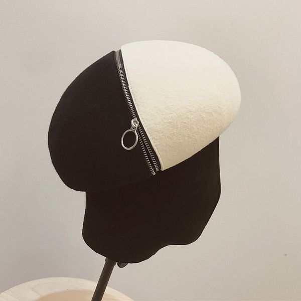 berets elegant retro white black patchwork warm wool femme women french hat zipper accent thick lady girl winter kawaii jqp4, Blue;gray
berets elegant retro white black patchwork warm wool femme women french hat zipper accent thick lady girl winter kawaii jqp4, Blue;gray