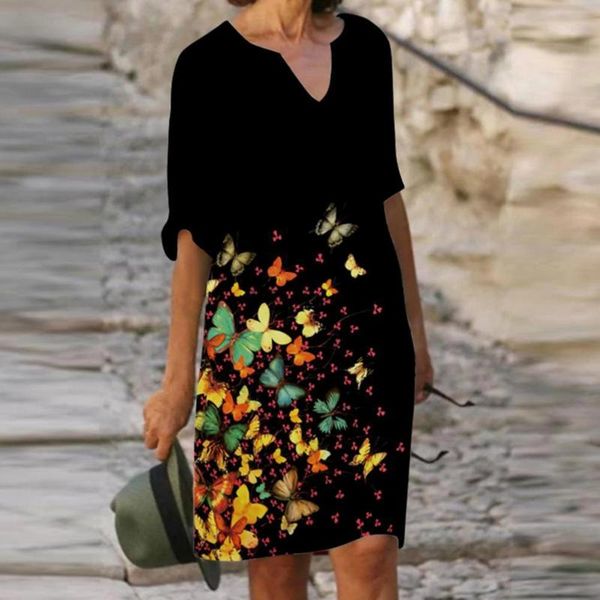 casual dresses summer v neck midi dress soft half sleeve women butterflies flower print loose party streetwear, Black;gray
casual dresses summer v neck midi dress soft half sleeve women butterflies flower print loose party streetwear, Black;gray