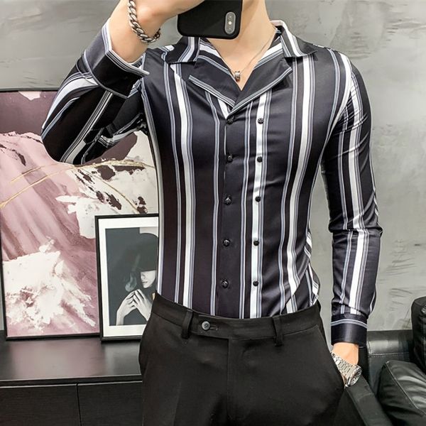 men's casual shirts korean slim fit floral personality stripe printing fashion spring long sleeve night club men social shirt yjbj, White;black
men's casual shirts korean slim fit floral personality stripe printing fashion spring long sleeve night club men social shirt yjbj, White;black