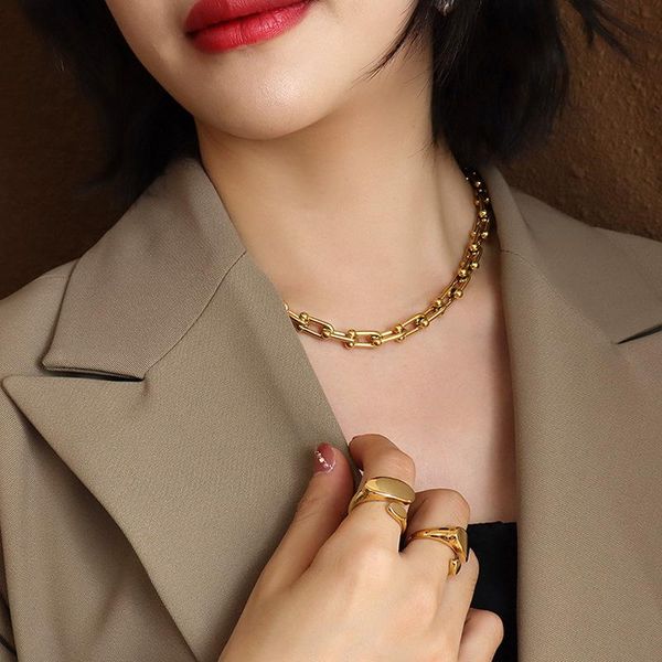 chokers minar hip hop gold color stainless steel necklace for women girls chunky chain accessories gifts, Golden;silver
chokers minar hip hop gold color stainless steel necklace for women girls chunky chain accessories gifts, Golden;silver