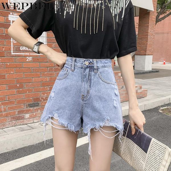 women's shorts wepbel denim casual loose hole summer fashion button high waist wide leg, White;black
women's shorts wepbel denim casual loose hole summer fashion button high waist wide leg, White;black