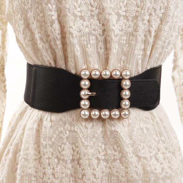 belts pearl inlaid elastic belt women's wide long shirt sweater decorative dress with black waistband bullock style, Black;brown
belts pearl inlaid elastic belt women's wide long shirt sweater decorative dress with black waistband bullock style, Black;brown