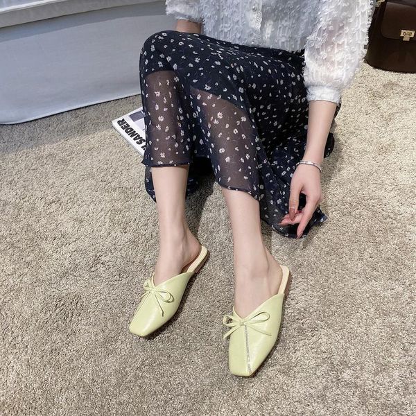 slippers pu leather square toe mules shoes women bow closed summer elegant outdoor flat sandals 2021, Black
slippers pu leather square toe mules shoes women bow closed summer elegant outdoor flat sandals 2021, Black