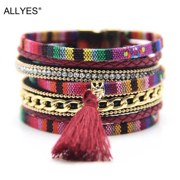 tennis allyes multilayer colorful cotton leather bracelet for women fashion tassels charm chain wrap bangle female jewelry, Golden;silver
tennis allyes multilayer colorful cotton leather bracelet for women fashion tassels charm chain wrap bangle female jewelry, Golden;silver