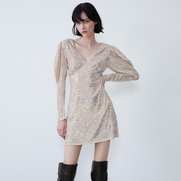 2021 new mini elegant sequins dress for women vintage deep v neck winter long sleeve party dresses vestidos 9dq7, White
2021 new mini elegant sequins dress for women vintage deep v neck winter long sleeve party dresses vestidos 9dq7, White
