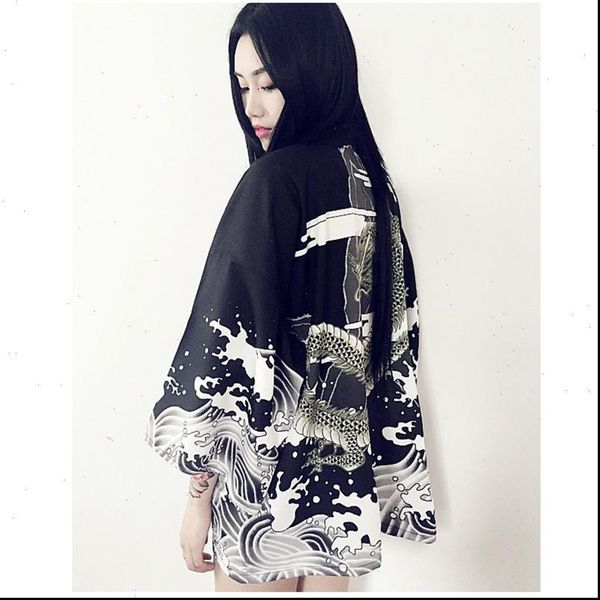 fashion women harajuku japanese robes streetwear style waves flying dragon loose chiffon cardigan kimono feminino, White
fashion women harajuku japanese robes streetwear style waves flying dragon loose chiffon cardigan kimono feminino, White