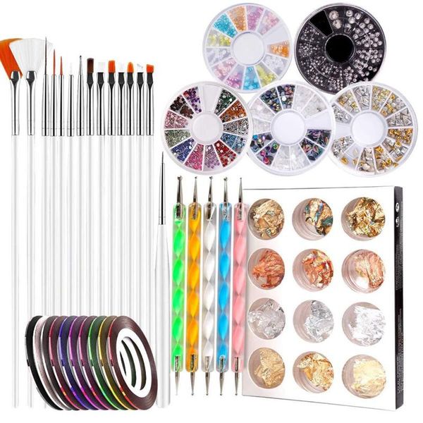nail art kits designer tool with 15pcs painting brushes, dotting tool, foil, manicure tape, color rhinestones
nail art kits designer tool with 15pcs painting brushes, dotting tool, foil, manicure tape, color rhinestones