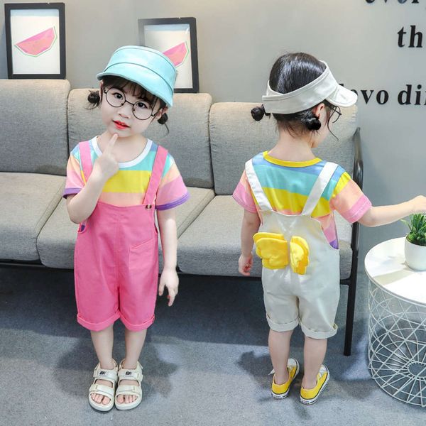 rainbow angel wings baby net red children's short sleeve foreign style summer two piece girls' suspenders suit, Blue
rainbow angel wings baby net red children's short sleeve foreign style summer two piece girls' suspenders suit, Blue