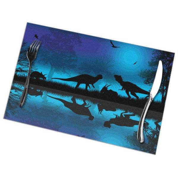 mats & pads 6 pcs placemat dinosaurs silhouettes in beautiful landscape at blue night fabric table tableware kitchen tool
mats & pads 6 pcs placemat dinosaurs silhouettes in beautiful landscape at blue night fabric table tableware kitchen tool