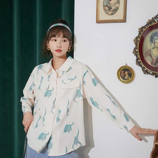 2021 new beige fall women long sleeve chiffon casual print button up collar shirt korean style fashion clothing 7m01, White
2021 new beige fall women long sleeve chiffon casual print button up collar shirt korean style fashion clothing 7m01, White