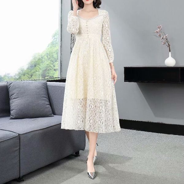 fashion spring new runway women's party slimming vintage elegant button decoration long sleeve lace midi dress znx0, Black;gray
fashion spring new runway women's party slimming vintage elegant button decoration long sleeve lace midi dress znx0, Black;gray