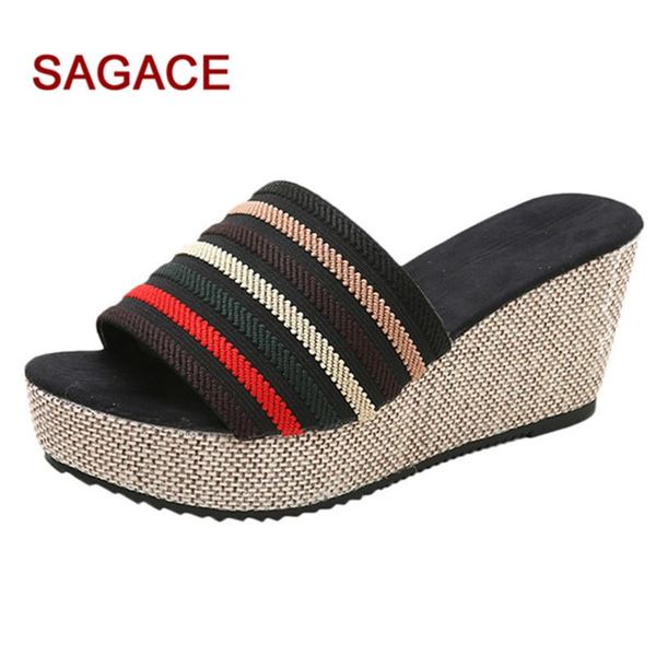 slippers sagace shoes women casual wedge summer slip-on high heel platform peep toe flip flop buty damskie, Black
slippers sagace shoes women casual wedge summer slip-on high heel platform peep toe flip flop buty damskie, Black