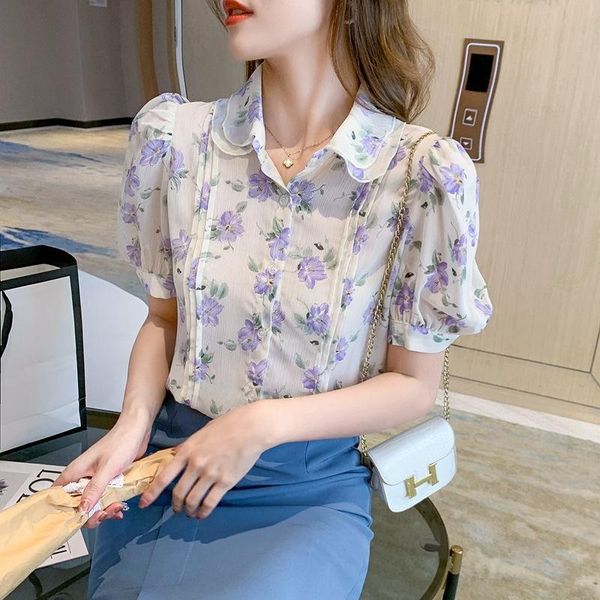 women's blouses & shirts purple floral chiffon shirt design sense niche temperament bubble sleeve 2021 age reducing foreign style, White
women's blouses & shirts purple floral chiffon shirt design sense niche temperament bubble sleeve 2021 age reducing foreign style, White