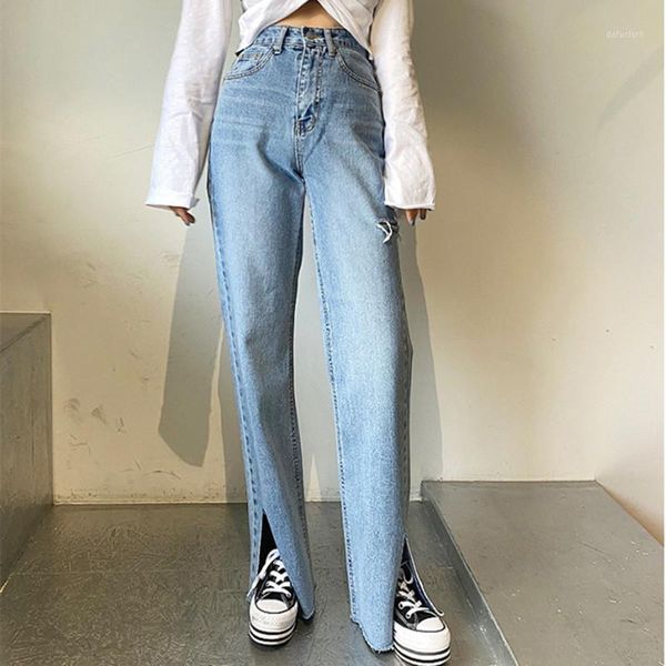 vintage hole bf high waist jeans women korean style streetwear loose female denim ladies wide leg pants 2021 women's, Blue
vintage hole bf high waist jeans women korean style streetwear loose female denim ladies wide leg pants 2021 women's, Blue